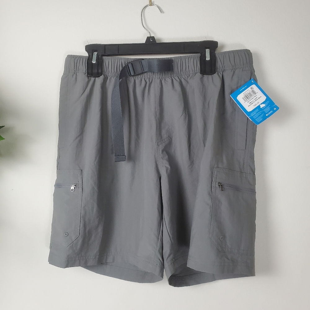 NEW Columbia Men's Mountaindale Belted Shorts Cargo Omni-Shade Gray Size Large